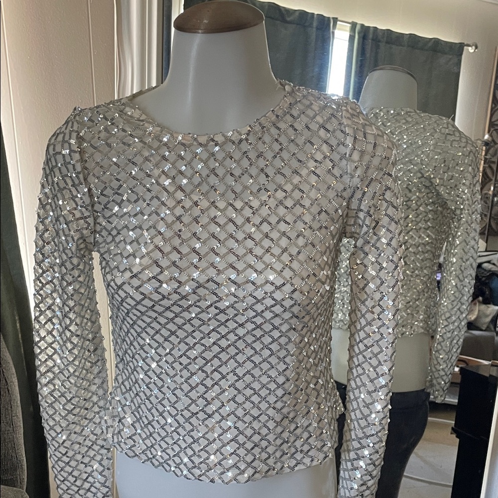 GB Girls Silver Sequin Blouse